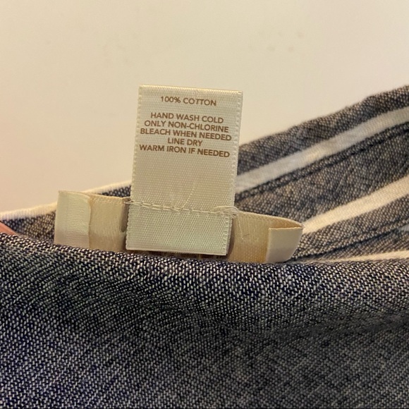 LOFT button down navy stripe blouse size Large - Picture 5 of 5